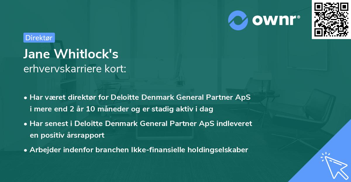 Jane Whitlock's erhvervskarriere kort