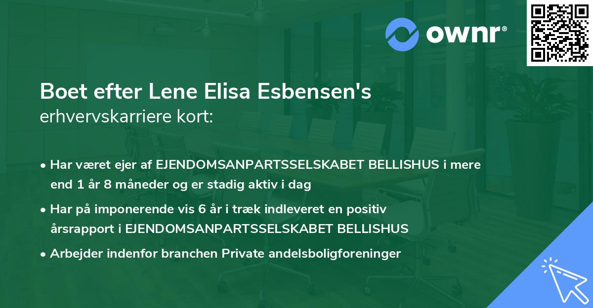 Boet efter Lene Elisa Esbensen's erhvervskarriere kort