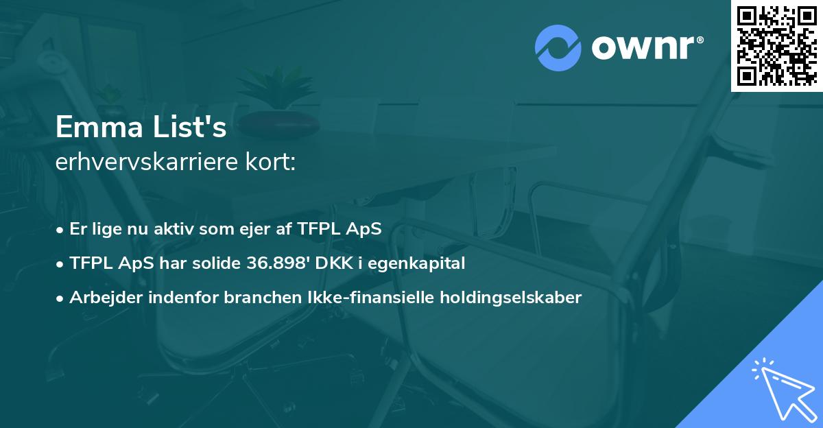 Emma List's erhvervskarriere kort