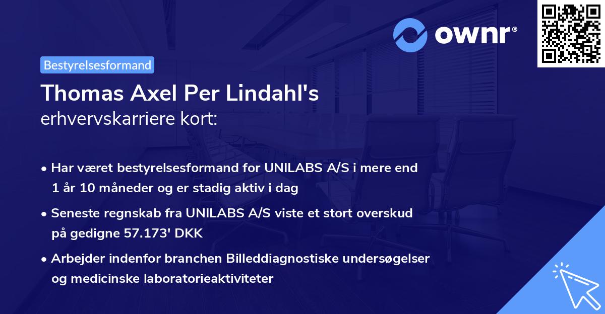 Thomas Axel Per Lindahl's erhvervskarriere kort