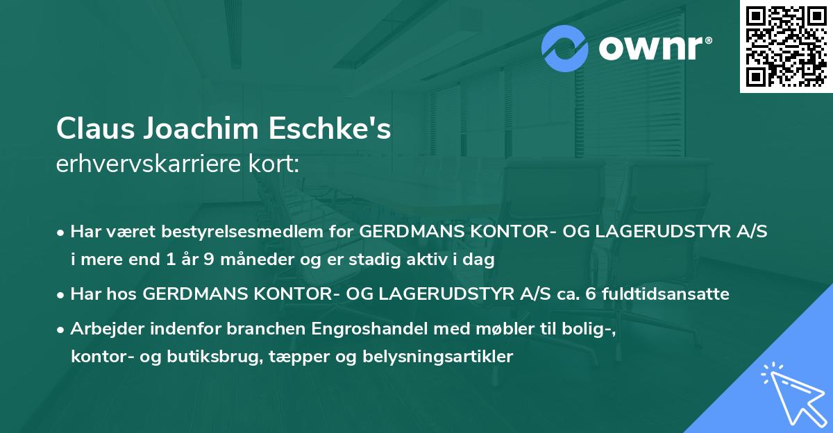Claus Joachim Eschke's erhvervskarriere kort