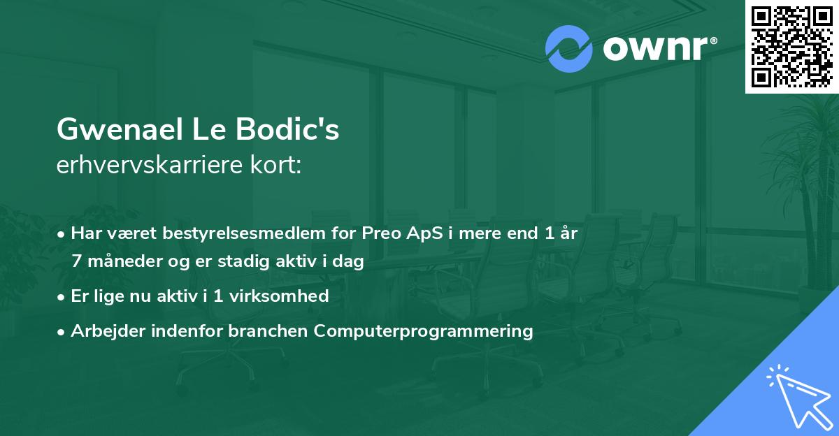 Gwenael Le Bodic's erhvervskarriere kort