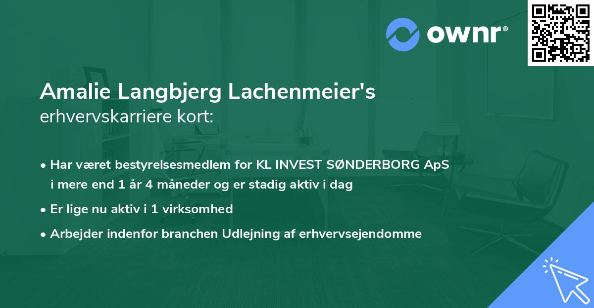 Amalie Langbjerg Lachenmeier's erhvervskarriere kort