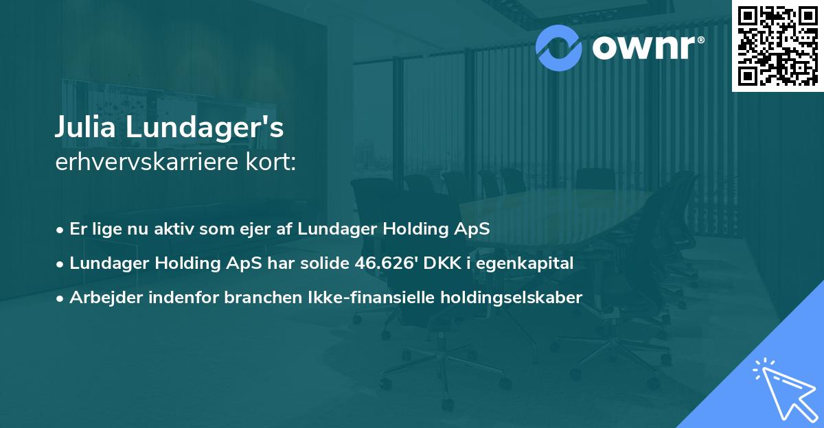 Julia Lundager's erhvervskarriere kort