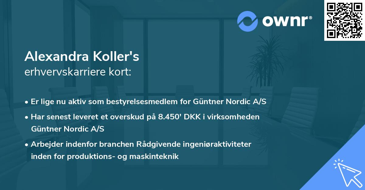 Alexandra Koller's erhvervskarriere kort