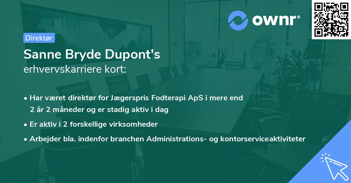Sanne Bryde Dupont's erhvervskarriere kort
