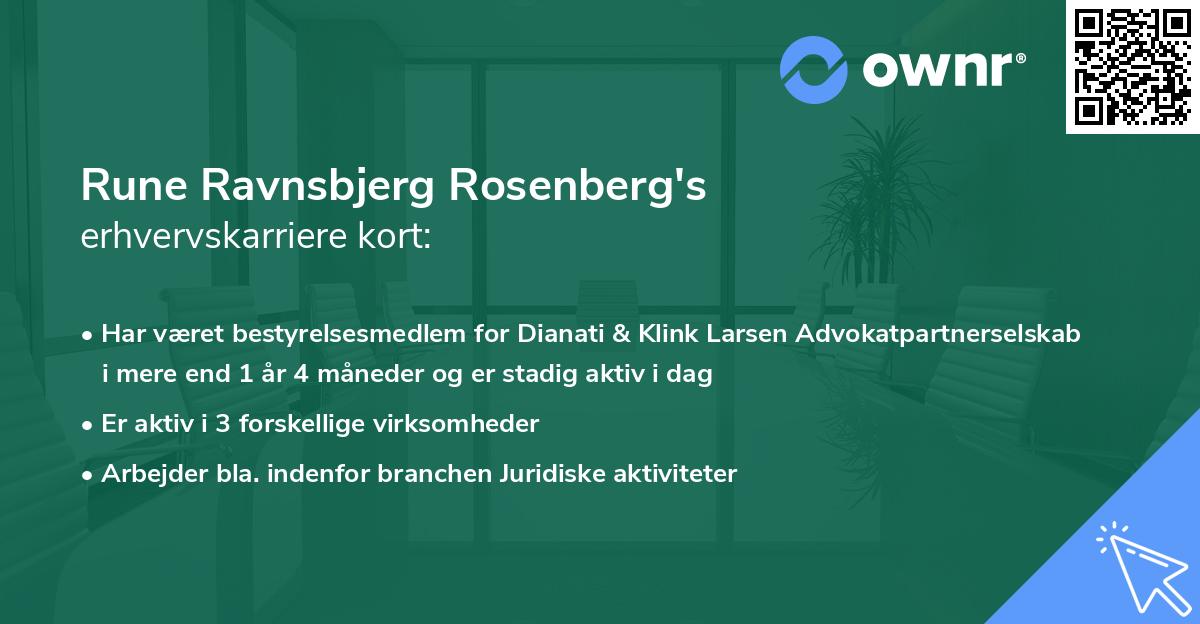 Rune Ravnsbjerg Rosenberg's erhvervskarriere kort