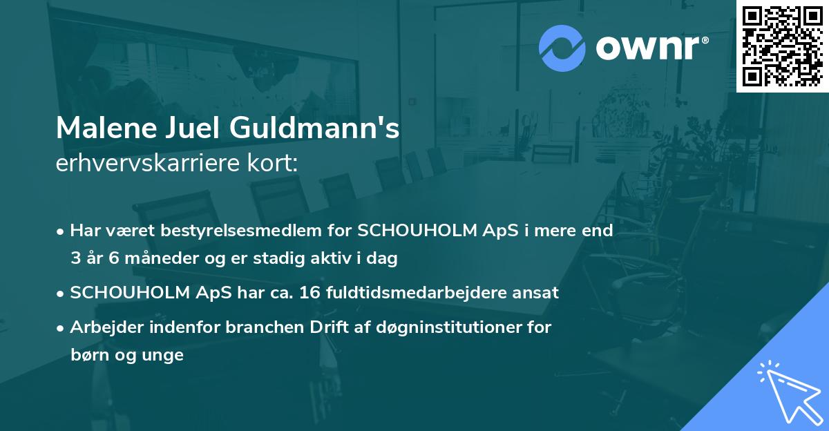 Malene Juel Guldmann's erhvervskarriere kort