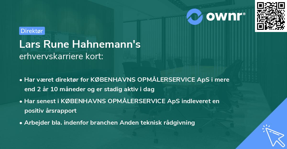 Lars Rune Hahnemann's erhvervskarriere kort