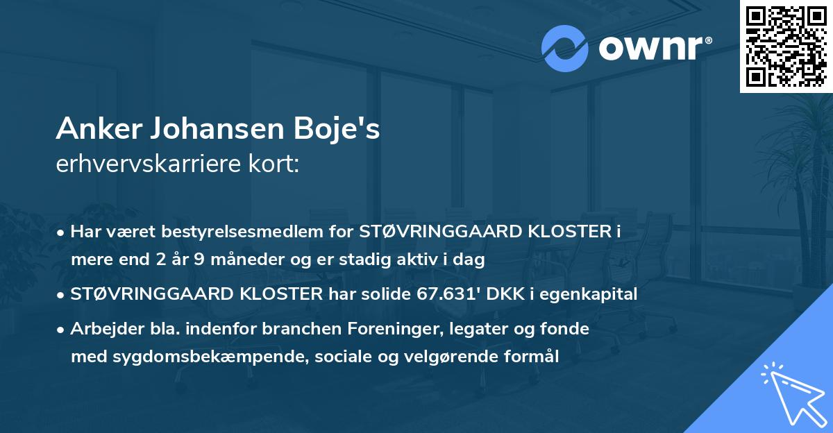 Anker Johansen Boje's erhvervskarriere kort