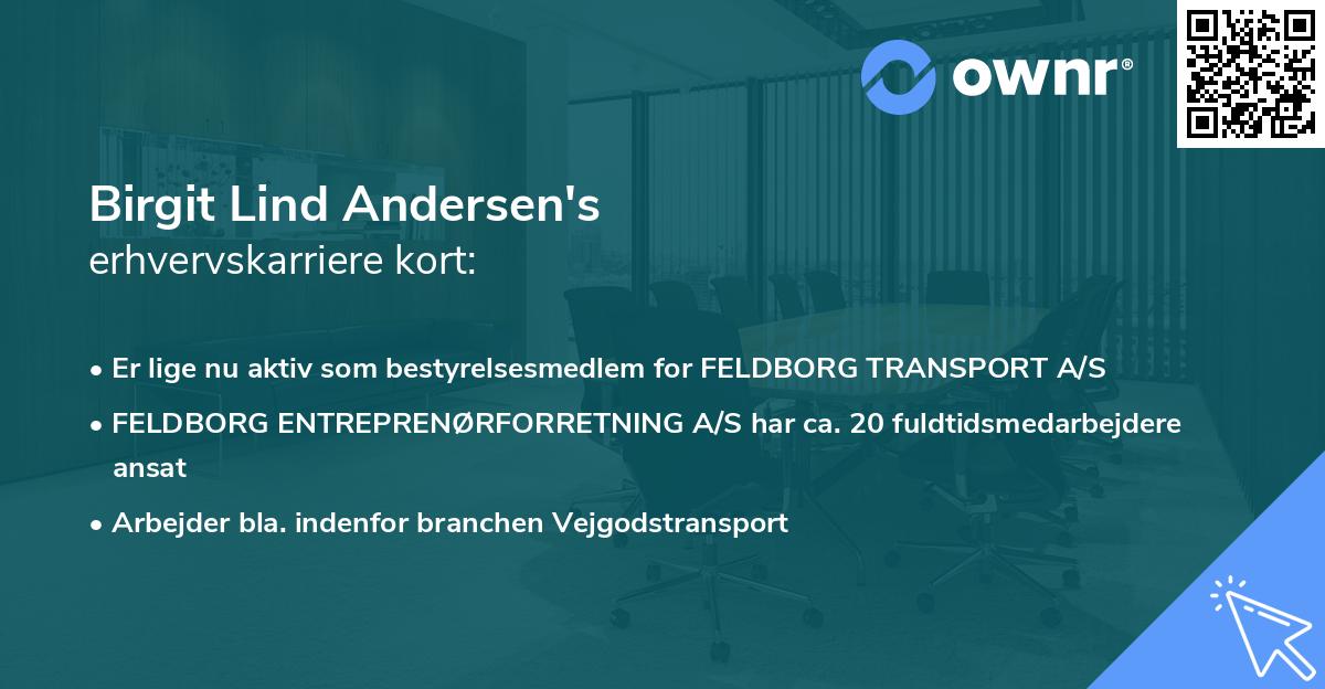 Birgit Lind Andersen's erhvervskarriere kort
