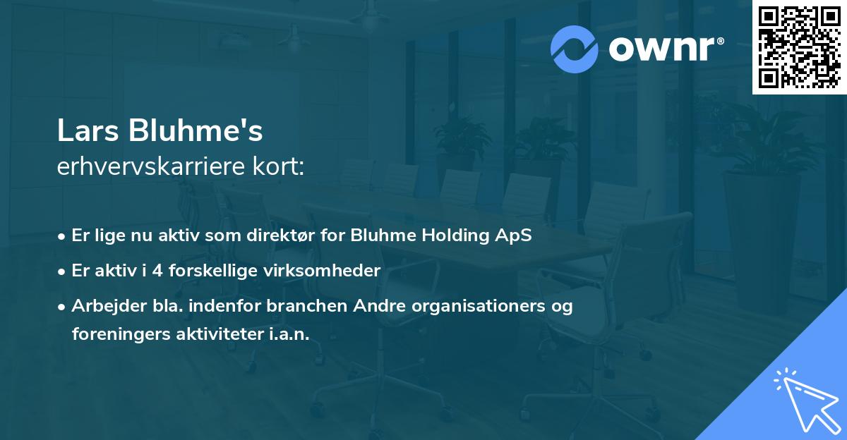 Lars Bluhme's erhvervskarriere kort