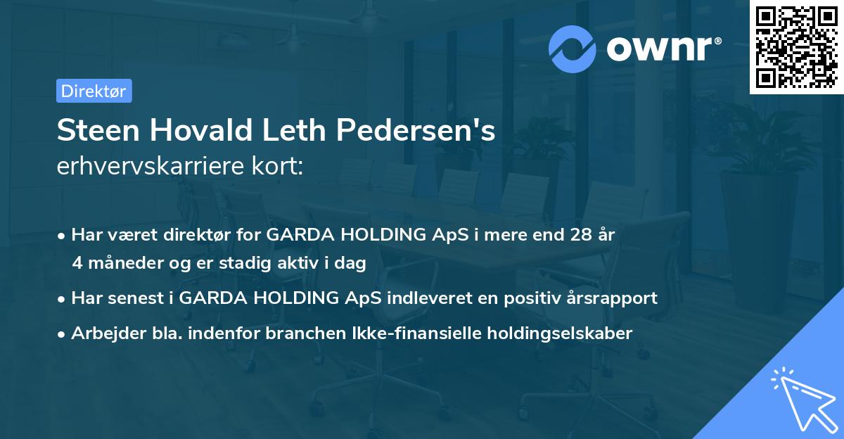 Steen Hovald Leth Pedersen's erhvervskarriere kort