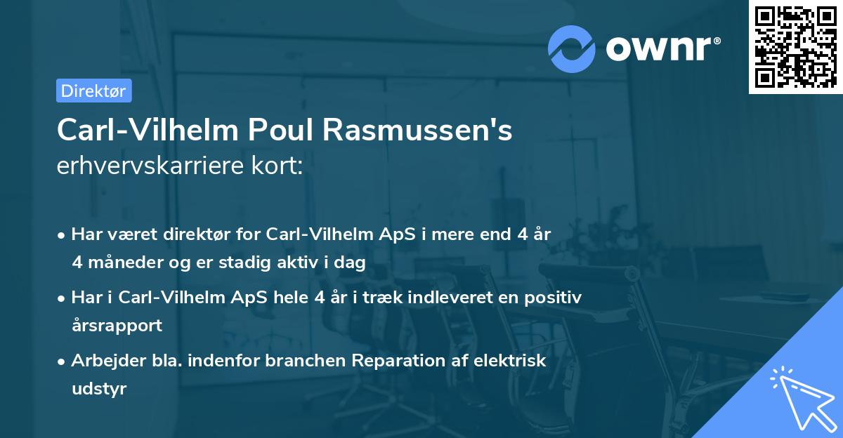 Carl-Vilhelm Poul Rasmussen's erhvervskarriere kort