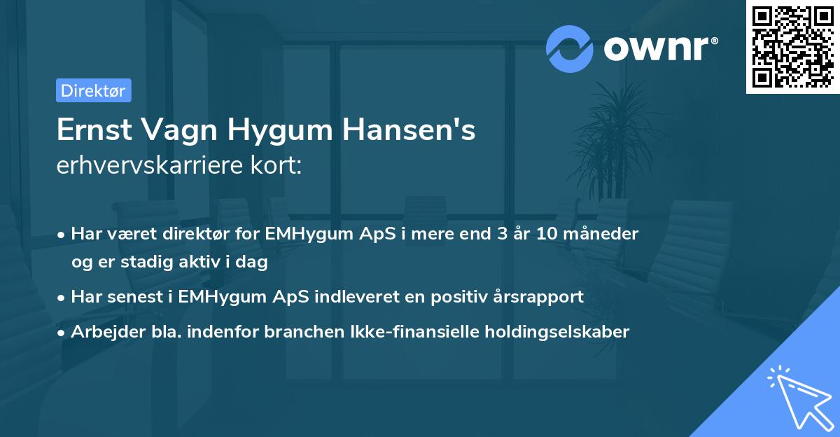 Ernst Vagn Hygum Hansen's erhvervskarriere kort