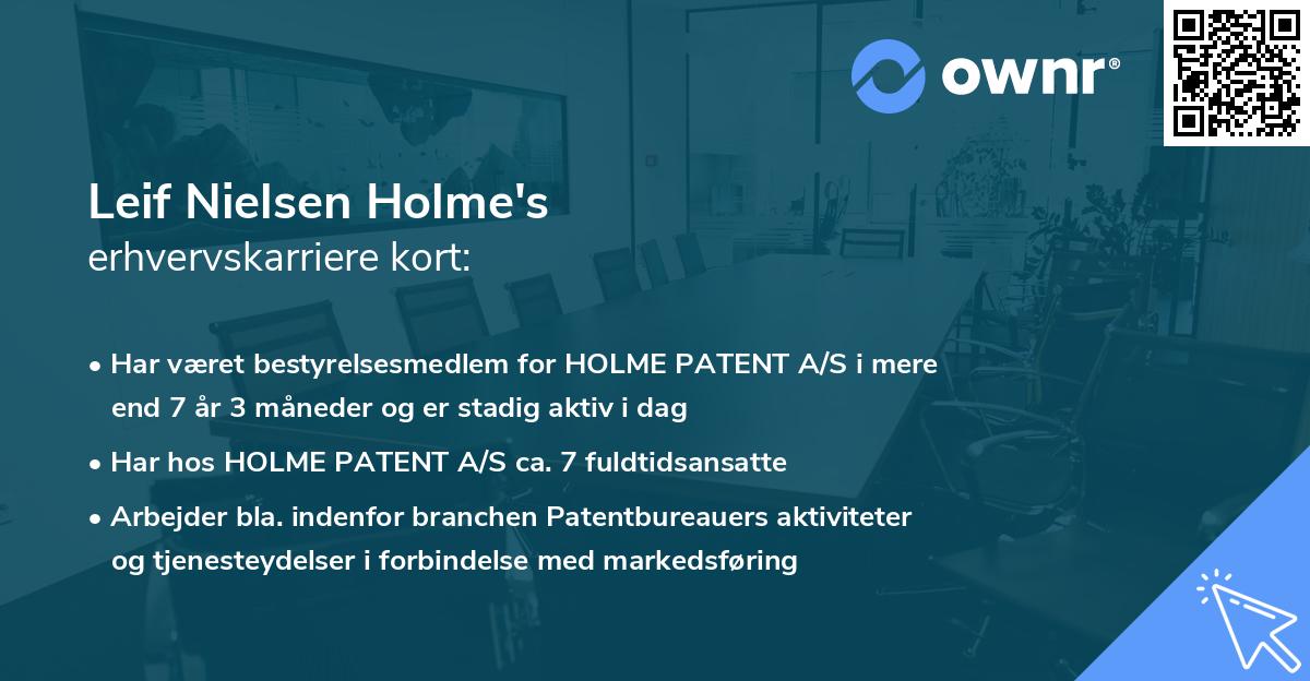 Leif Nielsen Holme's erhvervskarriere kort