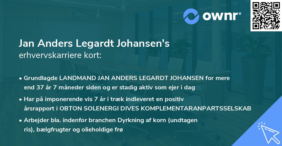 Jan Anders Legardt Johansen's erhvervskarriere kort