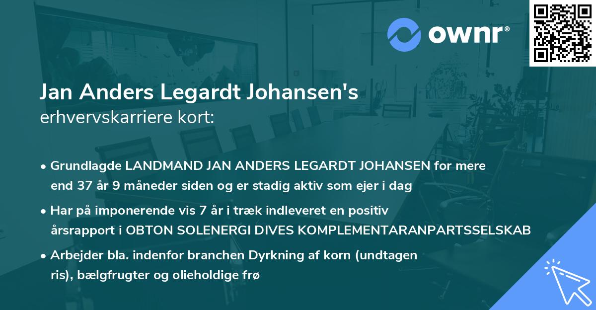 Jan Anders Legardt Johansen's erhvervskarriere kort