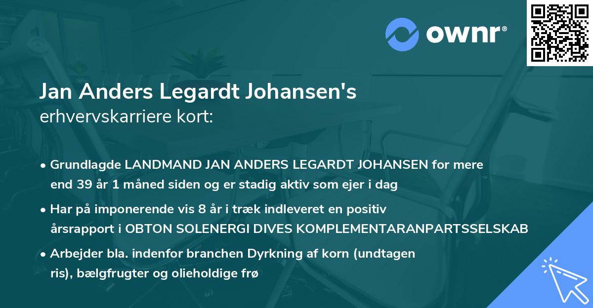 Jan Anders Legardt Johansen's erhvervskarriere kort