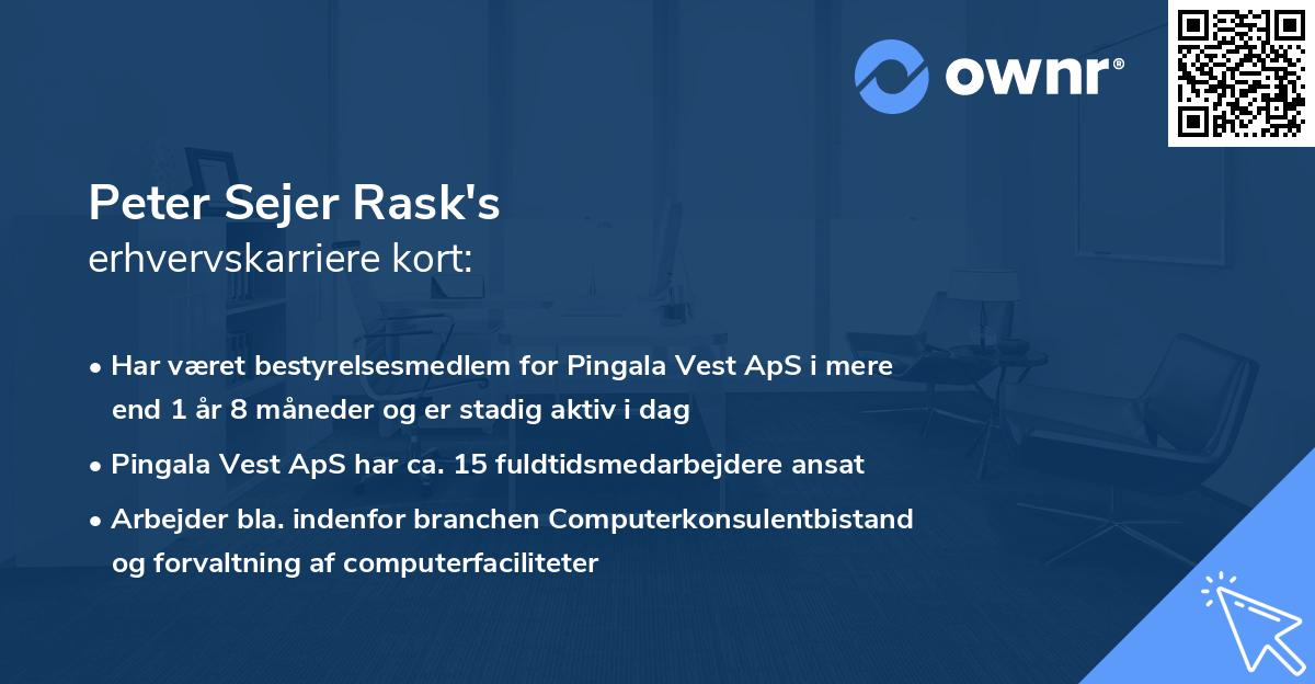 Peter Sejer Rask's erhvervskarriere kort