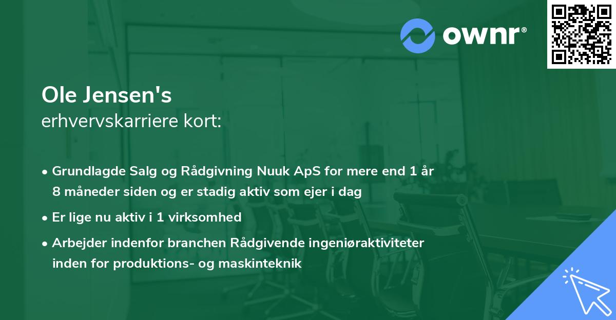 Ole Jensen's erhvervskarriere kort