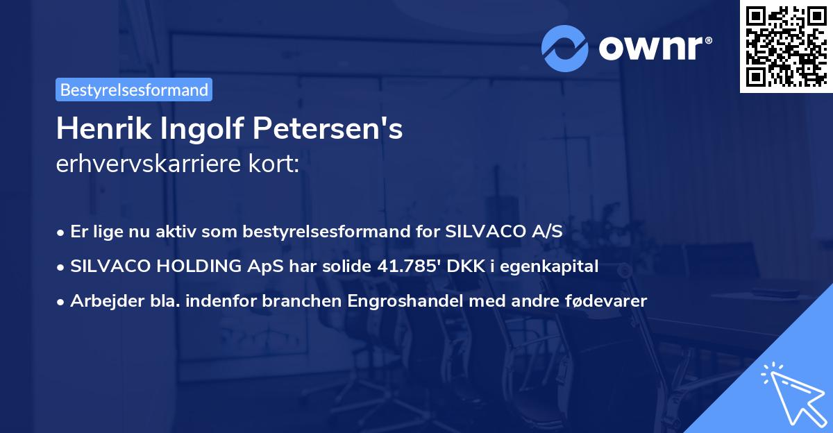 Henrik Ingolf Petersen's erhvervskarriere kort