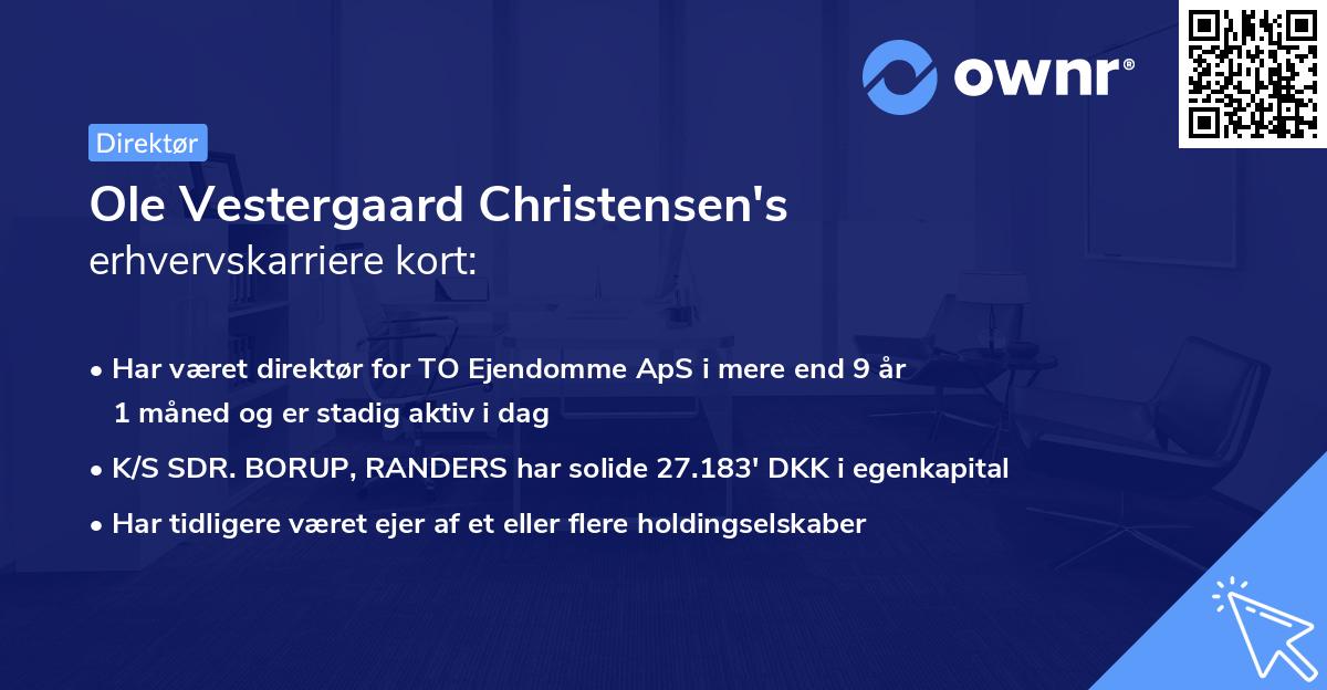 Ole Vestergaard Christensen's erhvervskarriere kort