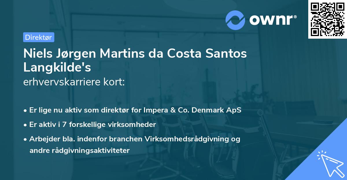 Niels Jørgen Martins da Costa Santos Langkilde's erhvervskarriere kort