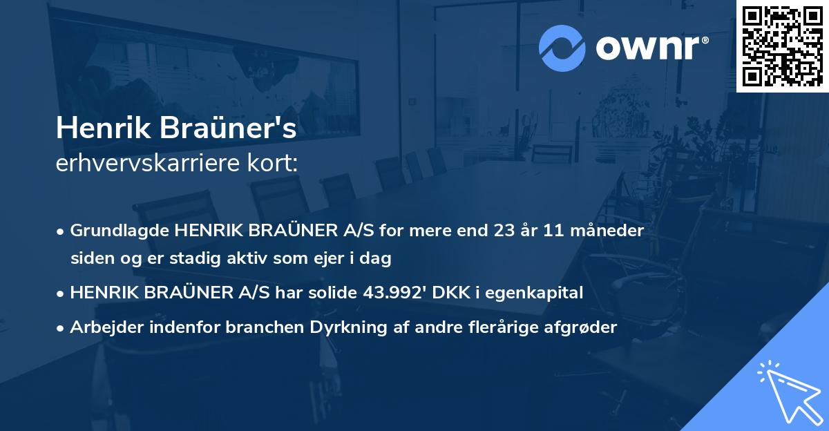 Henrik Braüner's erhvervskarriere kort