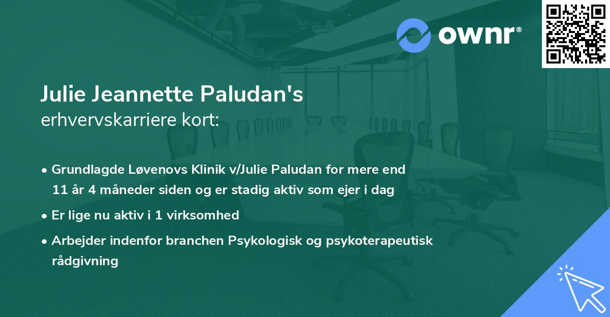 Julie Jeannette Paludan's erhvervskarriere kort