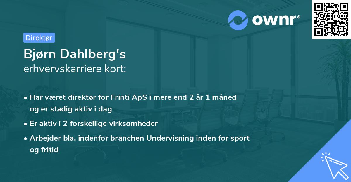 Bjørn Dahlberg's erhvervskarriere kort