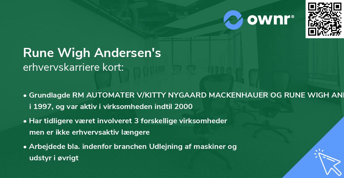 Rune Wigh Andersen's erhvervskarriere kort