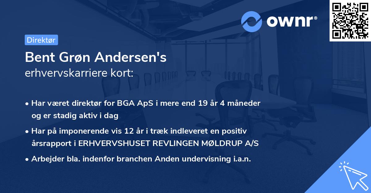 Bent Grøn Andersen's erhvervskarriere kort