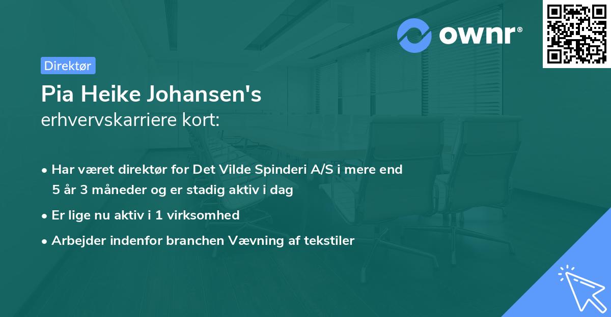 Pia Heike Johansen's erhvervskarriere kort