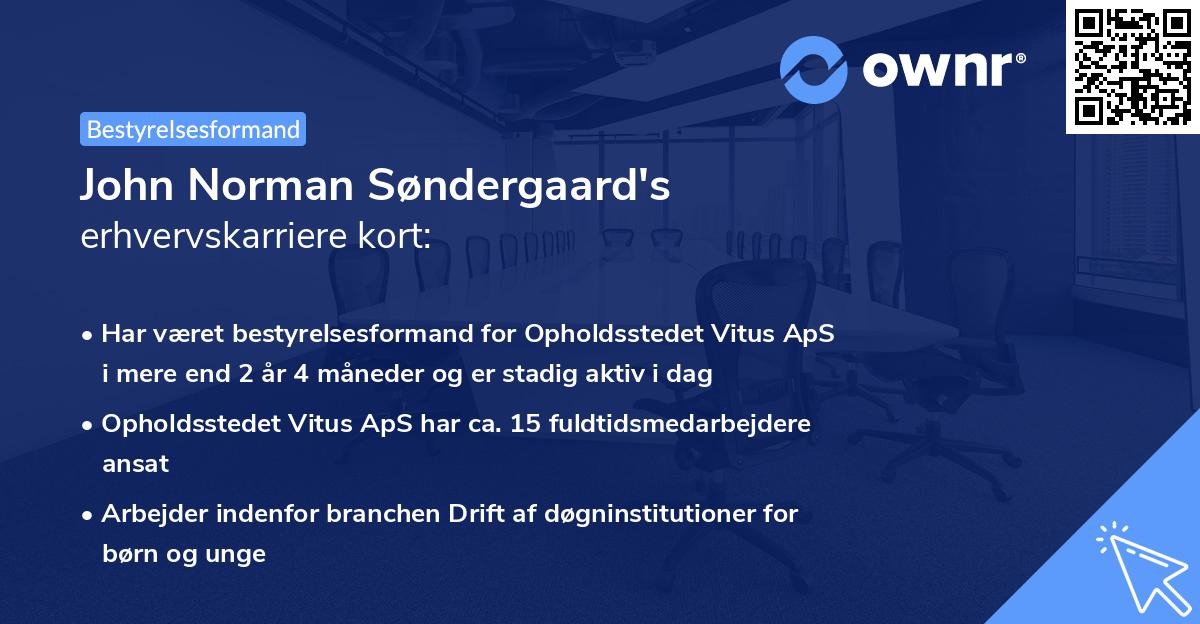 John Norman Søndergaard's erhvervskarriere kort