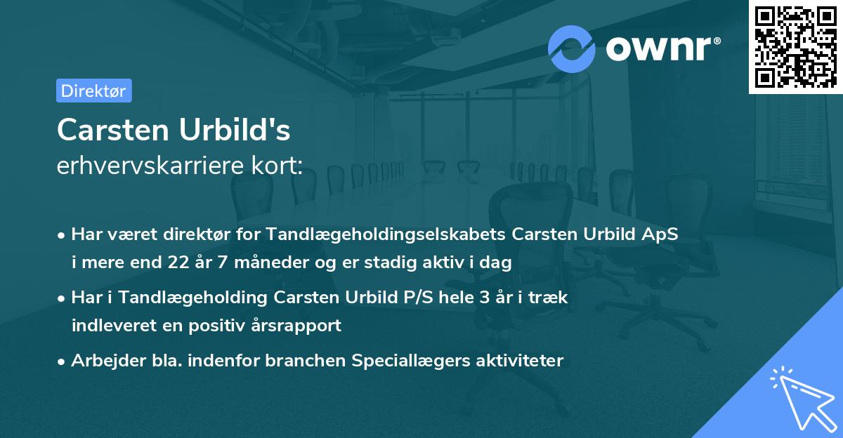 Carsten Urbild's erhvervskarriere kort