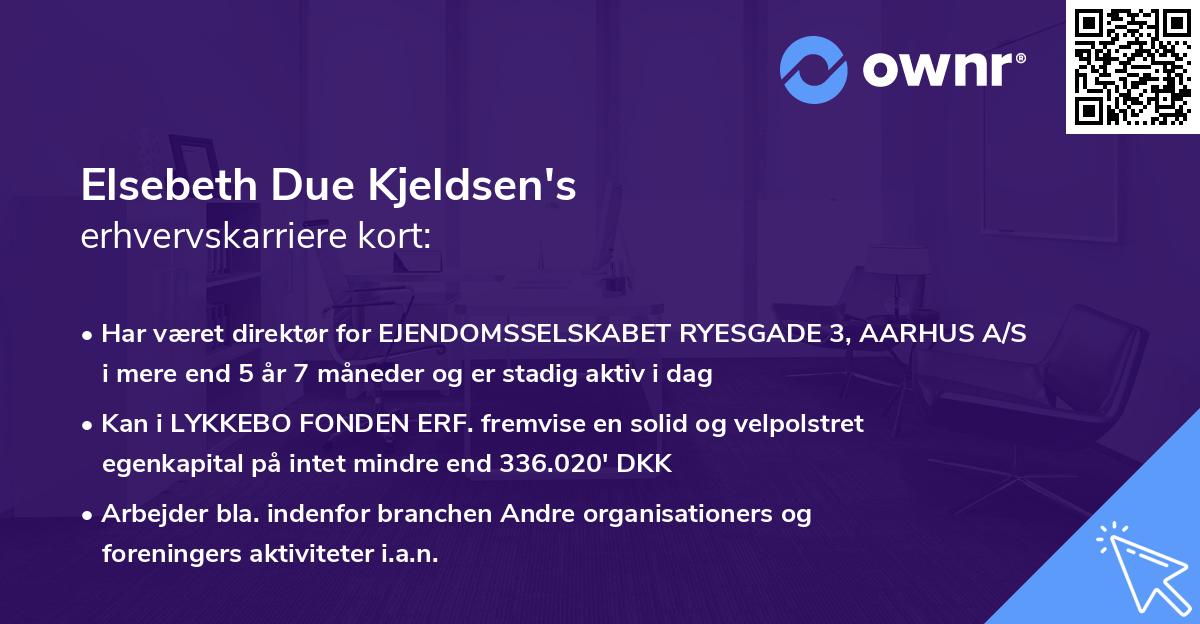 Elsebeth Due Kjeldsen's erhvervskarriere kort