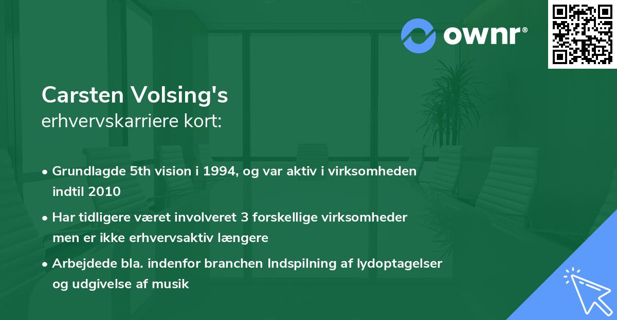 Carsten Volsing's erhvervskarriere kort