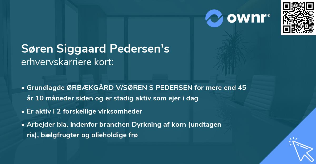 Søren Siggaard Pedersen's erhvervskarriere kort