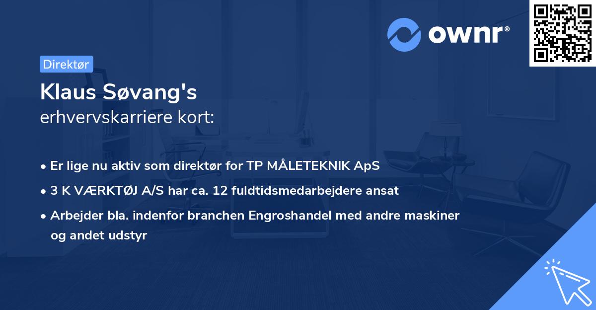 Klaus Søvang's erhvervskarriere kort