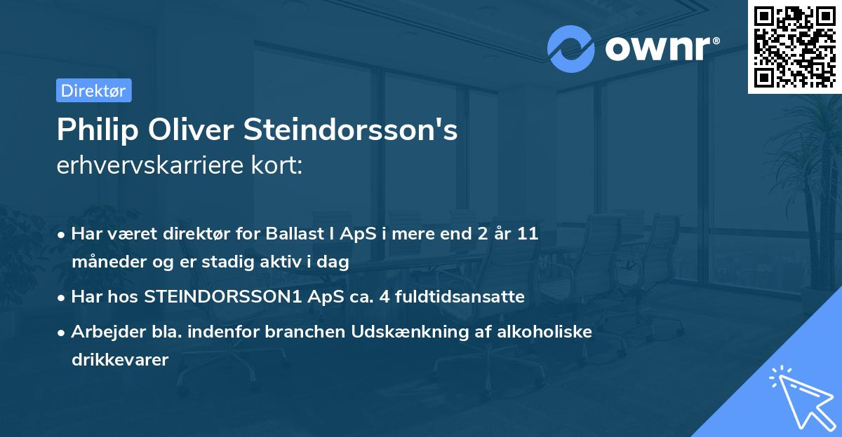 Philip Oliver Steindorsson's erhvervskarriere kort