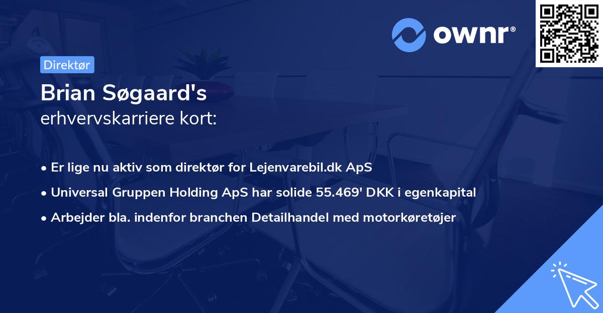 Brian Søgaard's erhvervskarriere kort