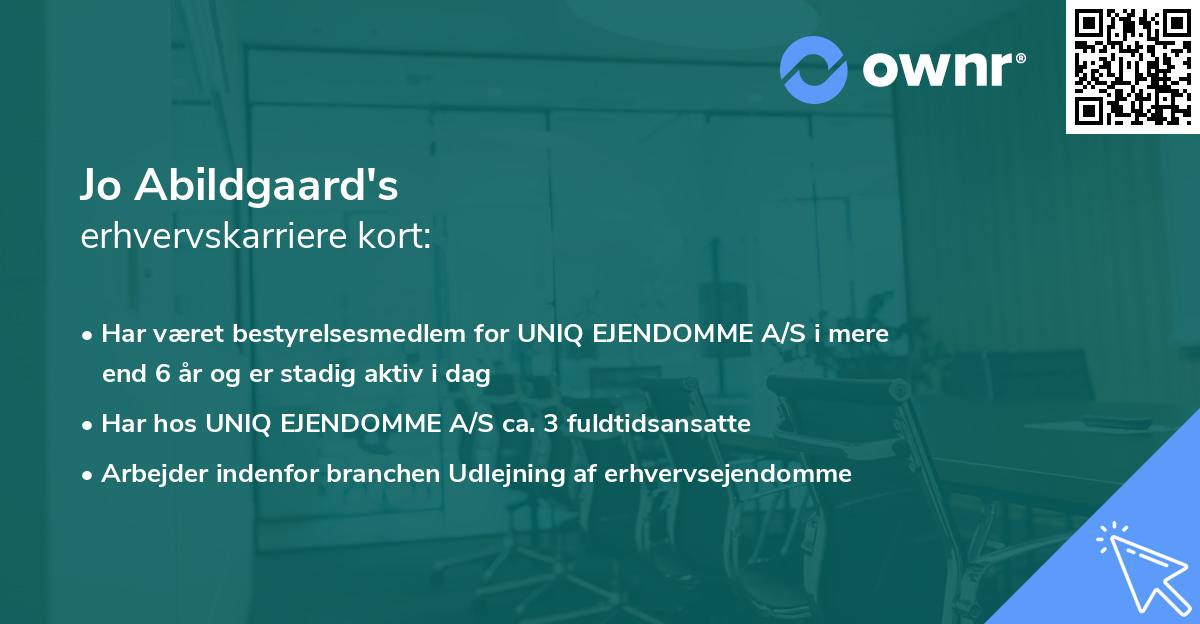 Jo Abildgaard's erhvervskarriere kort
