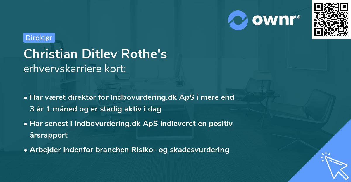 Christian Ditlev Rothe's erhvervskarriere kort