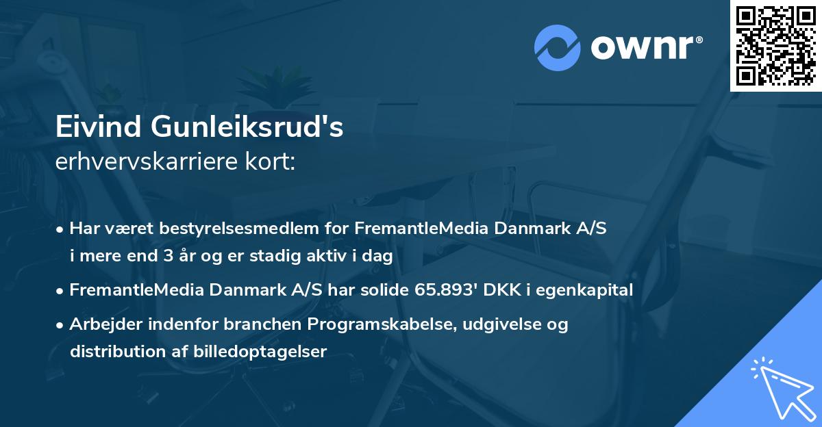 Eivind Gunleiksrud's erhvervskarriere kort