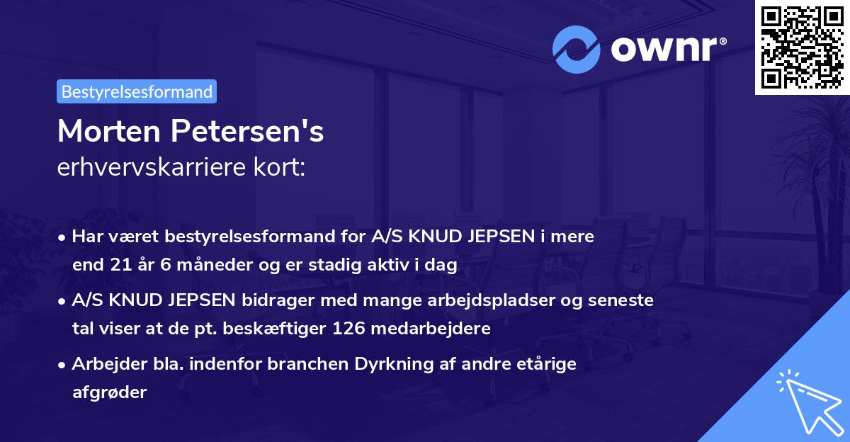 Morten Petersen's erhvervskarriere kort