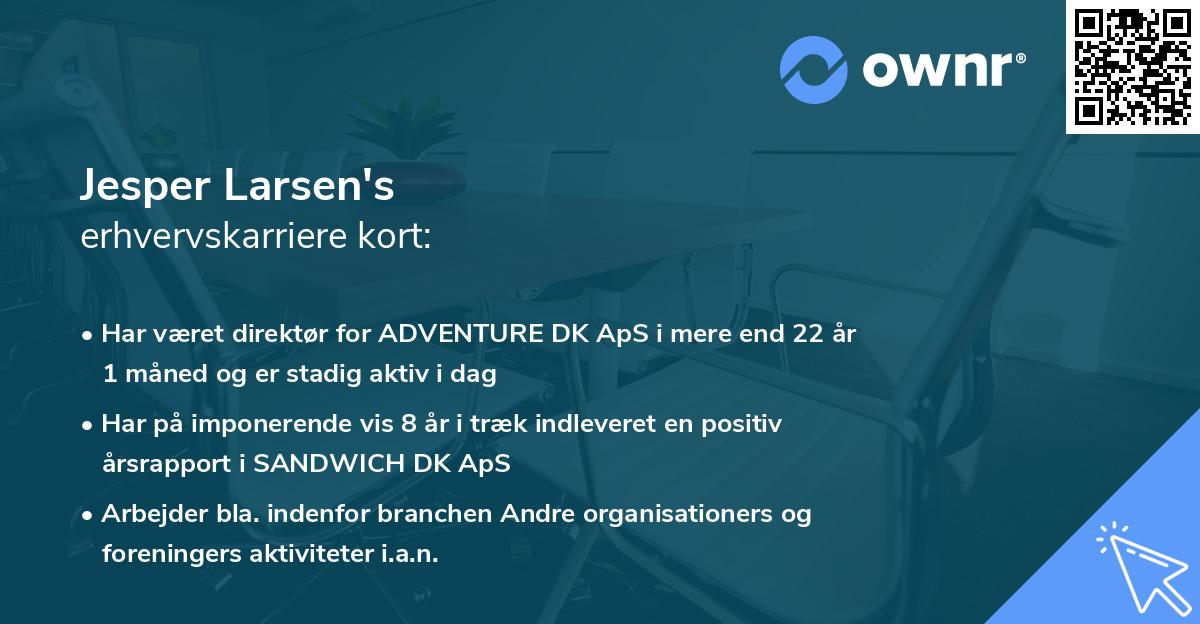 Jesper Larsen's erhvervskarriere kort