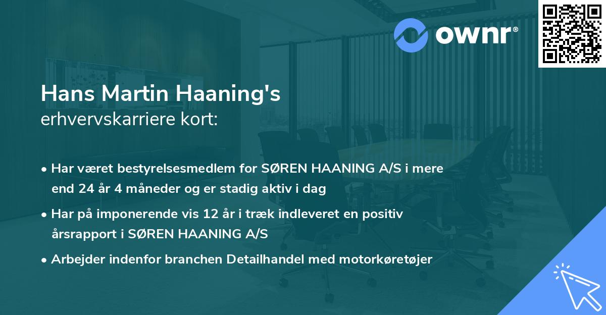 Hans Martin Haaning's erhvervskarriere kort