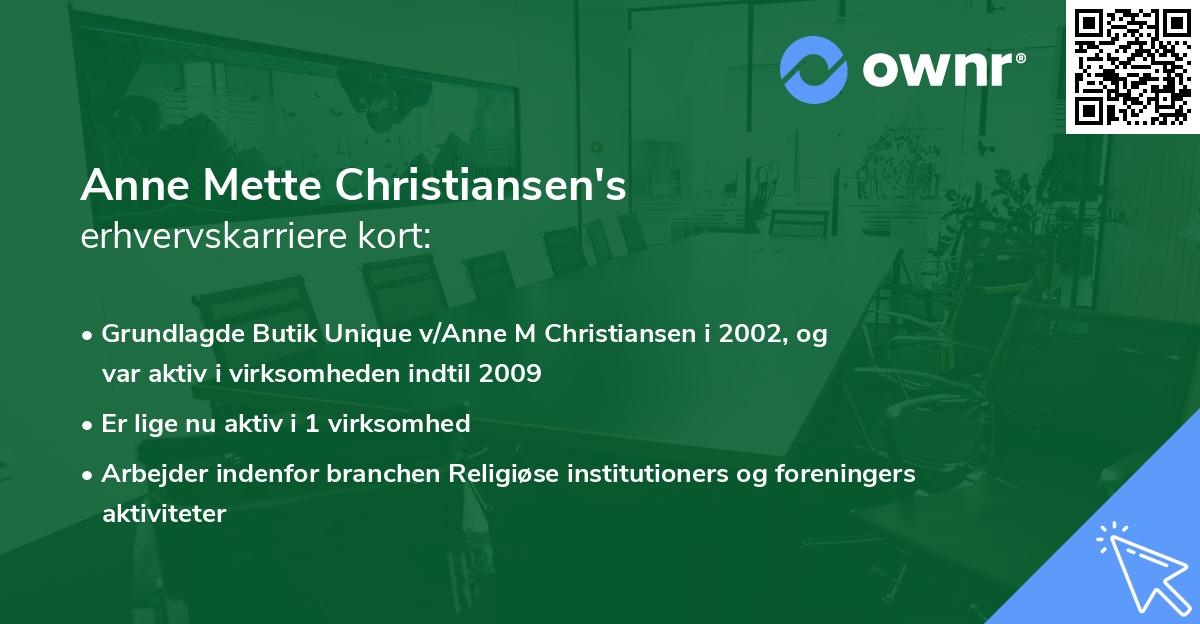 Anne Mette Christiansen's erhvervskarriere kort