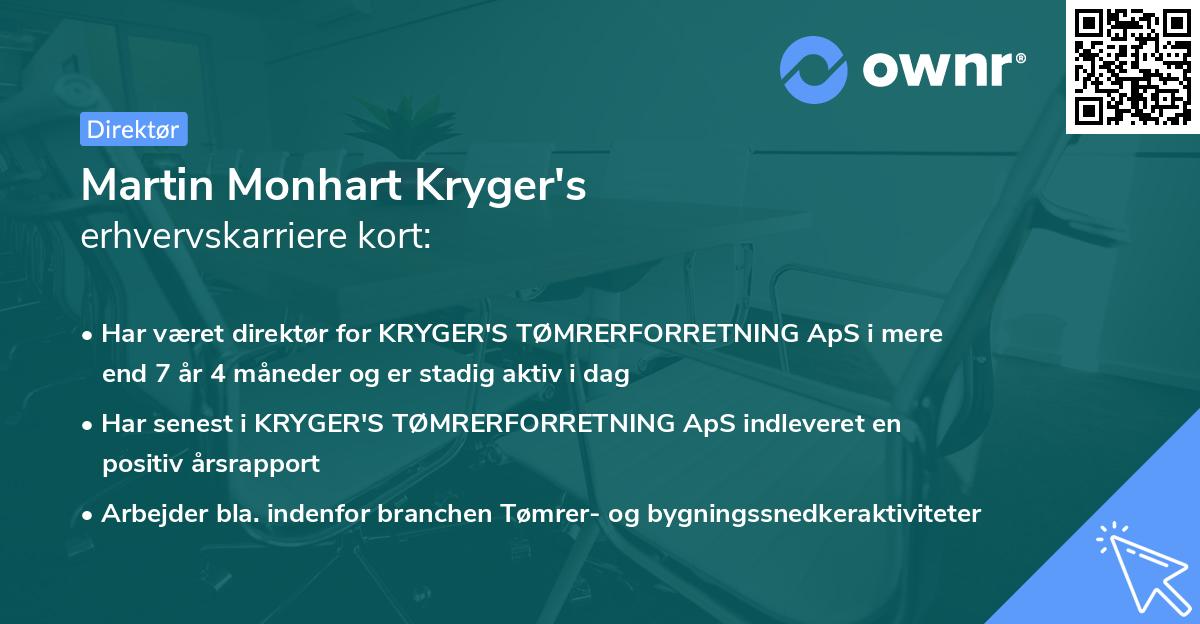 Martin Monhart Kryger's erhvervskarriere kort